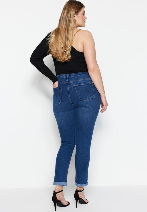 Trendyol - Plus turn up skinny jeans - clear blue