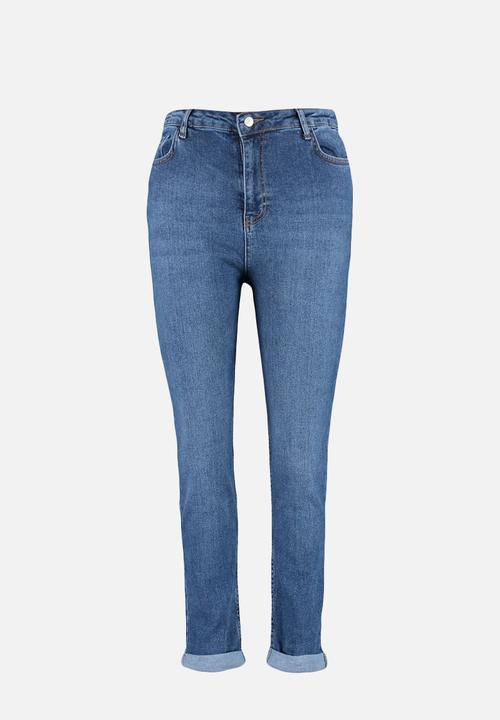 Trendyol - Plus turn up skinny jeans - clear blue