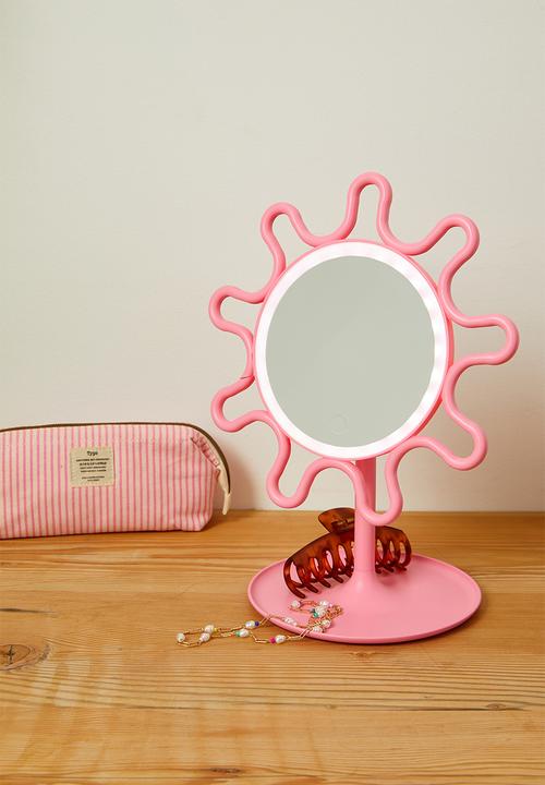 Typo - Shaped mirror desk lamp - pink daisy
