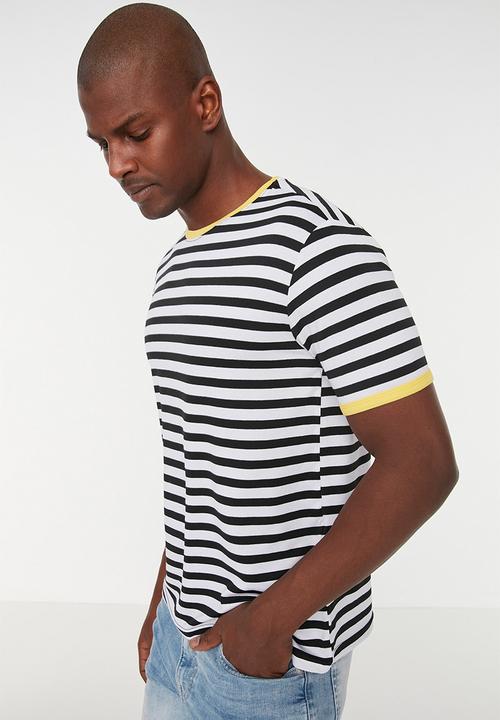 Trendyol - Essential slim fit stripe T-shirt - black