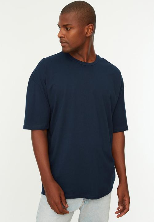 Trendyol - Oversized back logo graphic tee - navy