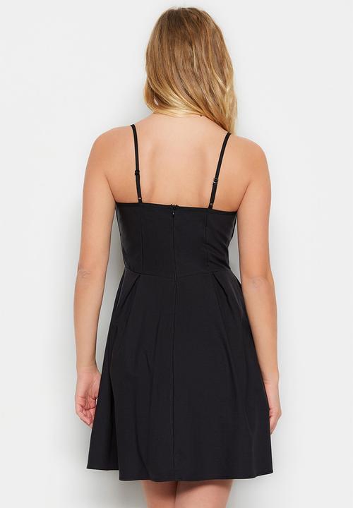 Trendyol - Thin Strap Mini Skater Dress - Black