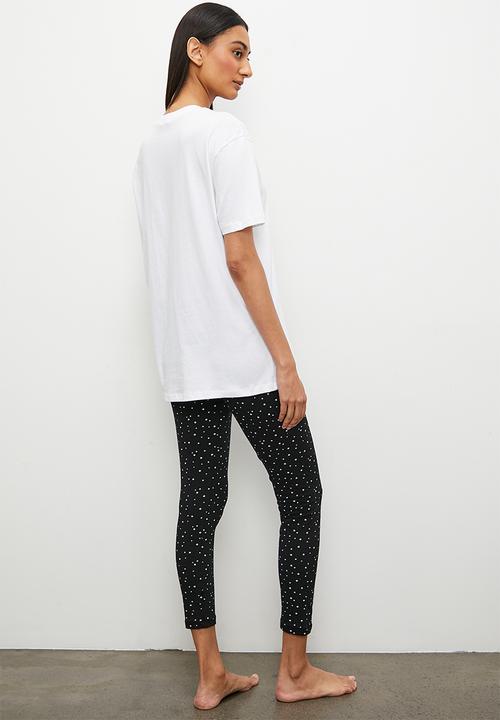 Superbalist - Aop legging & tee set - white/black