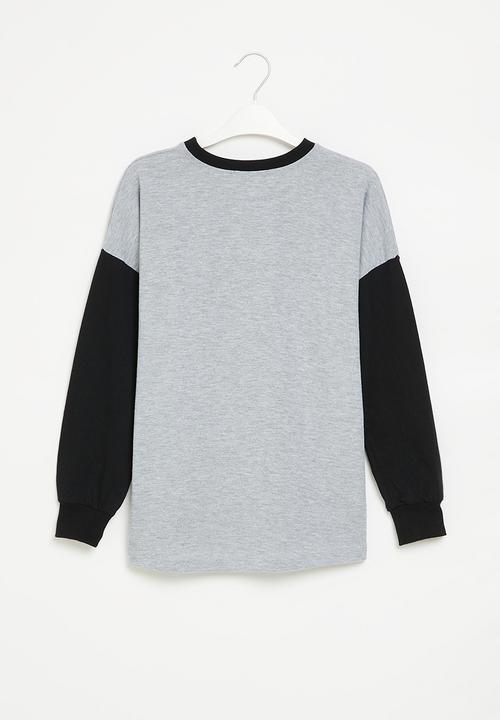 Superbalist - Boys colour block tee - grey/black