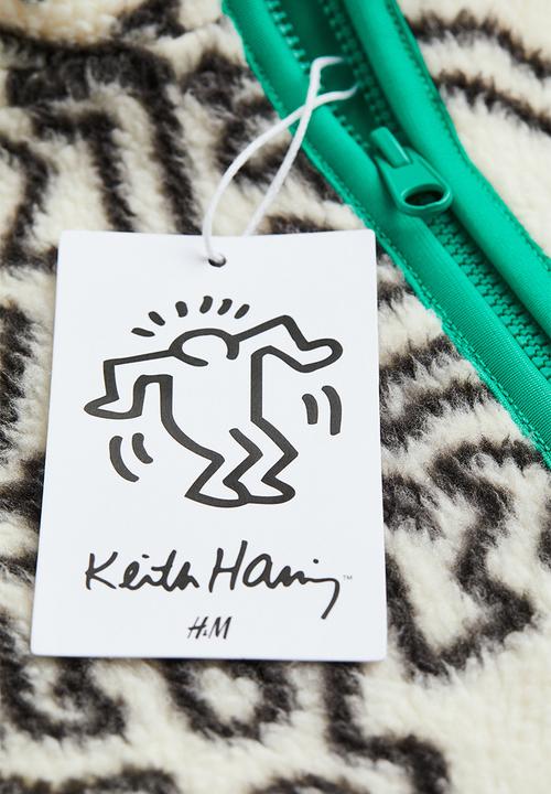H&M - Keith Haring x H&M: Embroidered teddy zip-top sweatshirt - cream