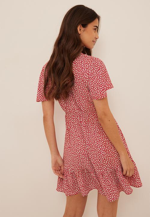NA-KD - Mini printed buttoned dress - red