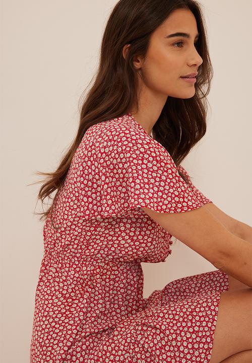 NA-KD - Mini printed buttoned dress - red