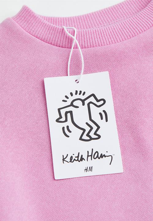 H&M - Keith Haring x H&M: Printed sweatshirt dress - pink/keith haring