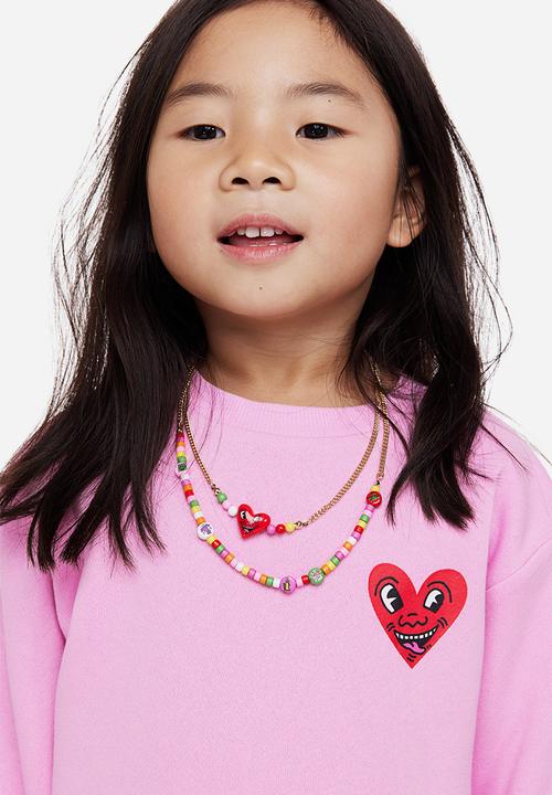 H&M - Keith Haring x H&M: Printed sweatshirt dress - pink/keith haring