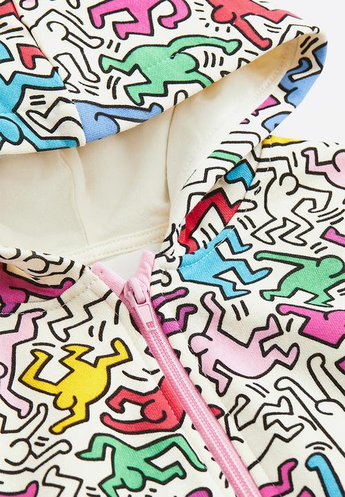 H&M - Keith Haring x H&M: Patterned zip-through hoodie - white/keith haring