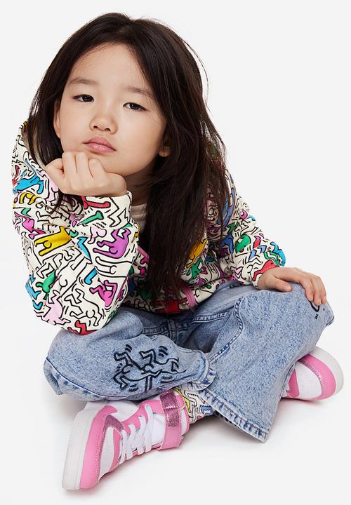 H&M - Keith Haring x H&M: Patterned zip-through hoodie - white/keith haring