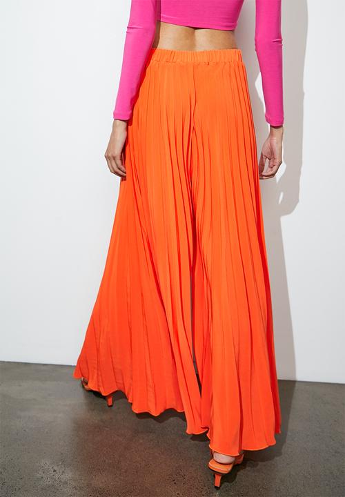 VELVET - Pleated palazzo pant - red orange
