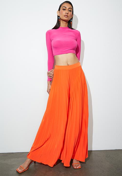 VELVET - Pleated palazzo pant - red orange