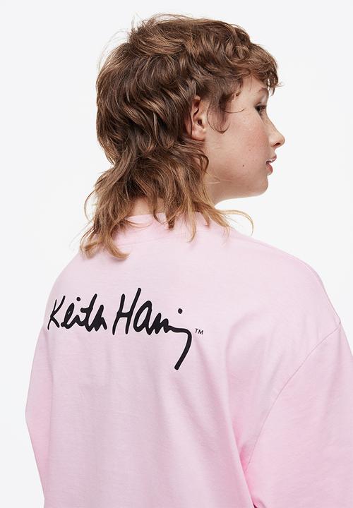 H&M - Keith Haring x H&M: Oversized long-sleeved t-shirt - light pink