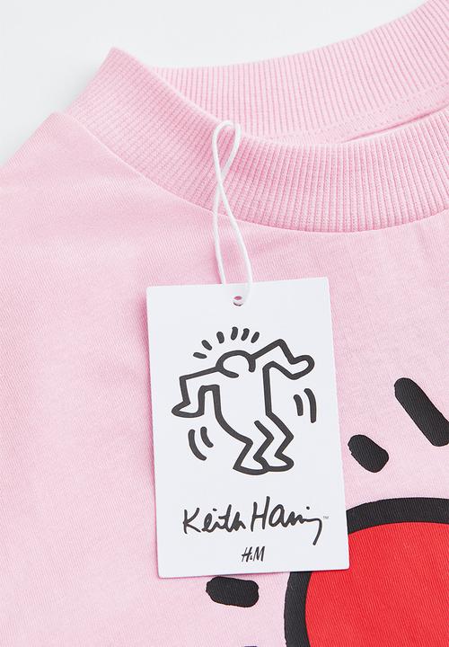 H&M - Keith Haring x H&M: Oversized long-sleeved t-shirt - light pink