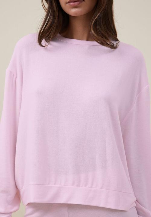 Cotton On - Super soft long sleeve crew - tender touch pink