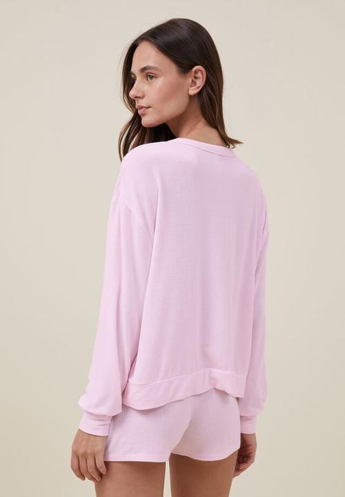 Cotton On - Super soft long sleeve crew - tender touch pink