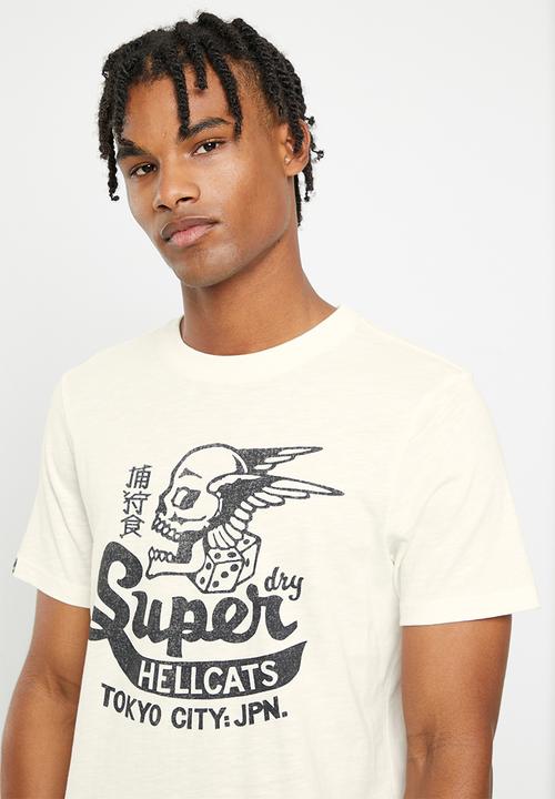 Superdry. - Vintage blackout tee - ecru