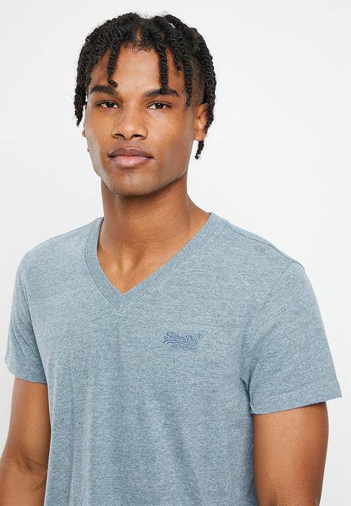 Superdry. - Vintage logo emb vee tee - desert sky blue grit