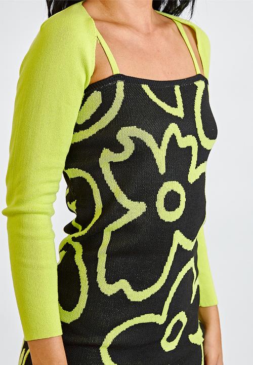 Daisy Street - Floral knitted midi dress - green/black