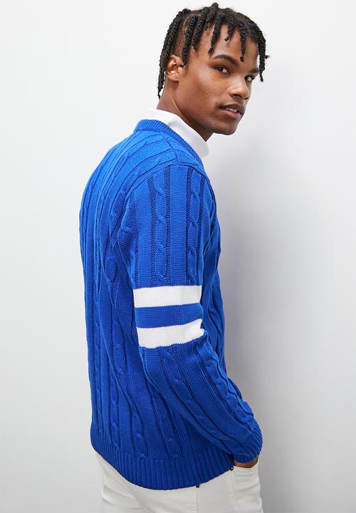 STYLE REPUBLIC - Oversized collegiate knit cardigan - cobalt