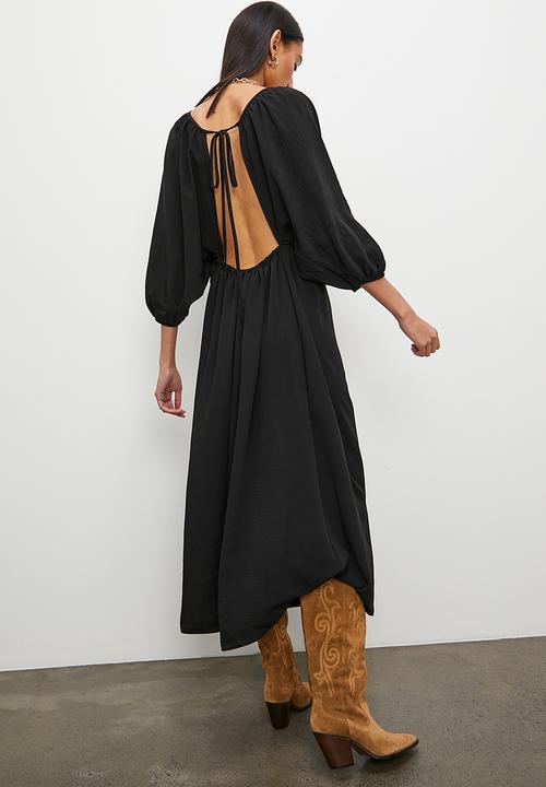 Superbalist - Volume sleeve empire midi dress - black
