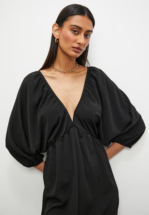 Superbalist - Volume sleeve empire midi dress - black