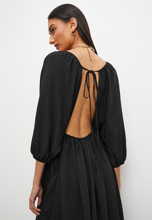 Superbalist - Volume sleeve empire midi dress - black