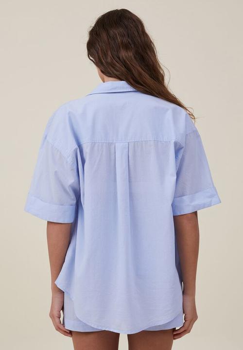 Cotton On - Boyfriend short sleeve shirt - clear sky