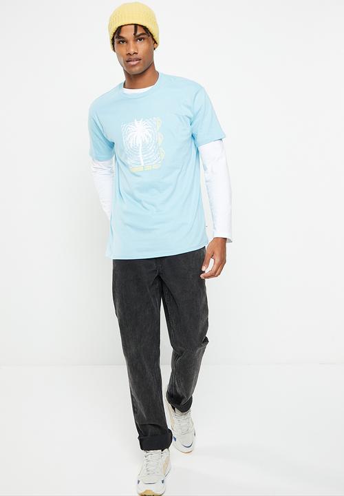 Quiksilver - Palm waves short sleeve -  sky blue