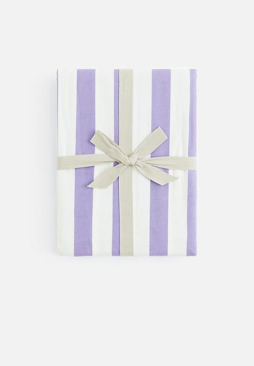 H&M - Striped double duvet cover set - light purple/striped