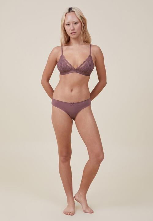 Cotton On - Everyday lace triangle padded bralette - rose taupe