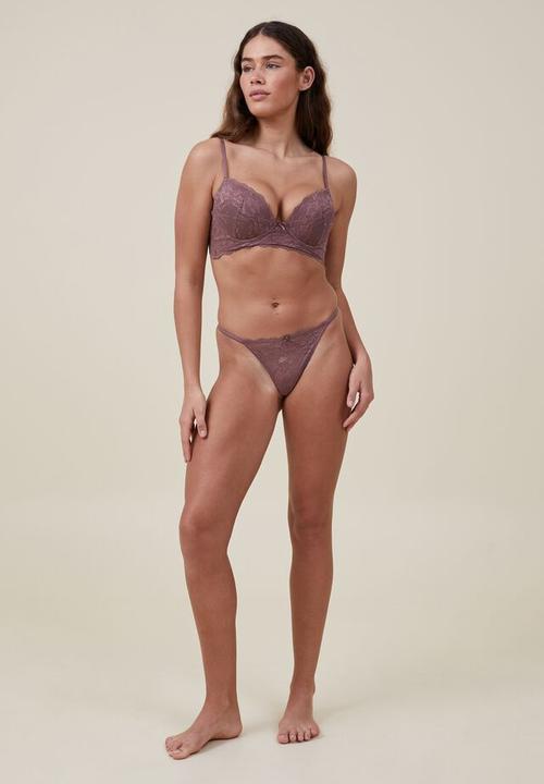 Cotton On - Everyday lace longline push up 2 bra - rose taupe