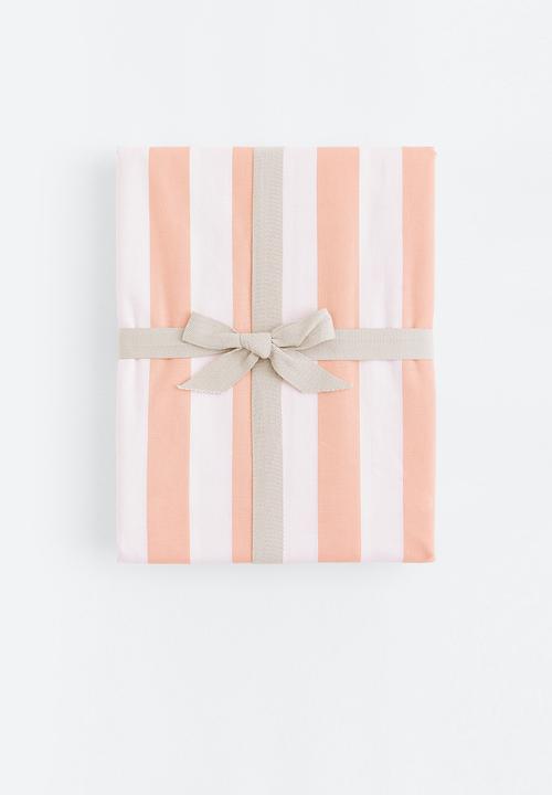 H&M - Striped double duvet cover set - light orange/striped