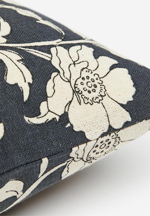 H&M - Floral cushion cover - dark grey/floral