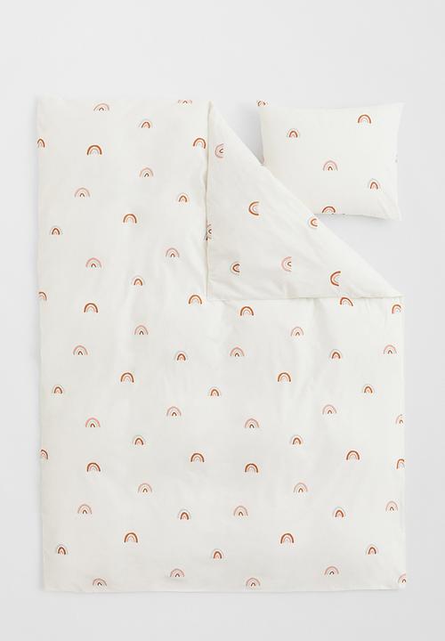H&M - Patterned single duvet cover set - white/rainbows