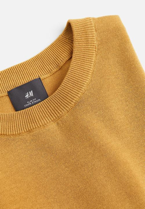 H&M - Slim fit fine-knit cotton jumper - mustard yellow