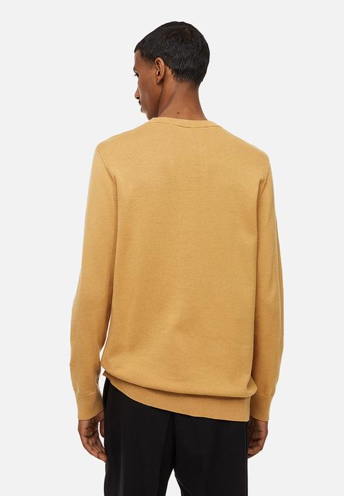 H&M - Slim fit fine-knit cotton jumper - mustard yellow