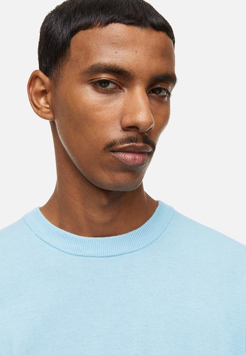 H&M - Slim fit fine-knit cotton jumper - light blue