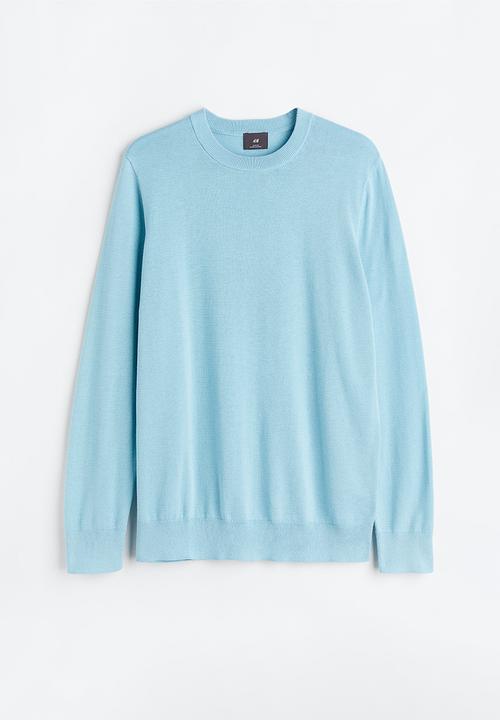 H&M - Slim fit fine-knit cotton jumper - light blue