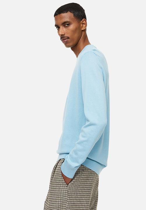 H&M - Slim fit fine-knit cotton jumper - light blue