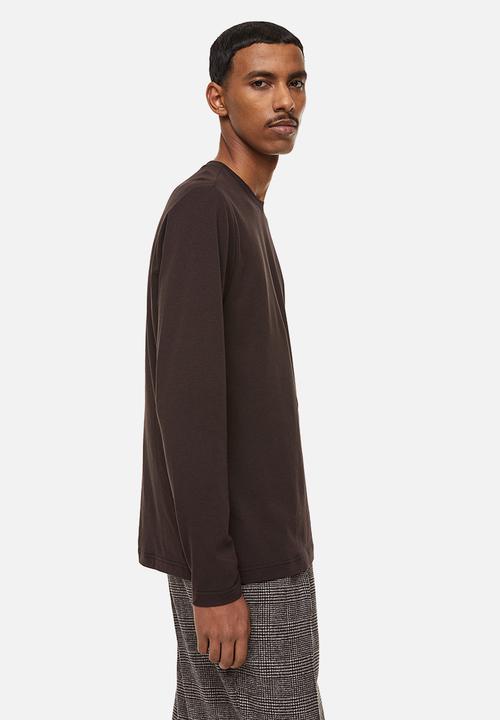 H&M - Slim fit jersey top - dark brown 