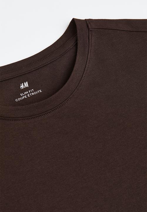 H&M - Slim fit jersey top - dark brown 