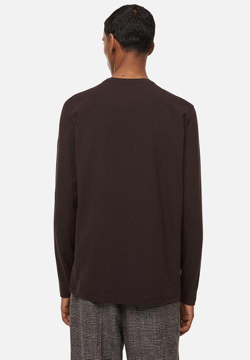 H&M - Slim fit jersey top - dark brown 