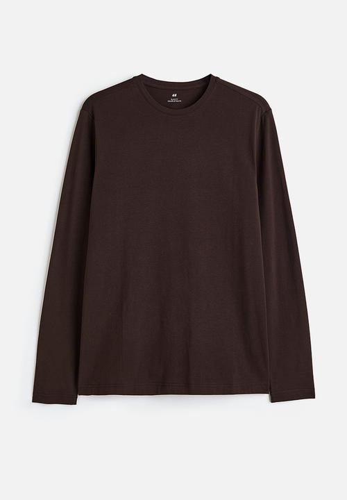H&M - Slim fit jersey top - dark brown 