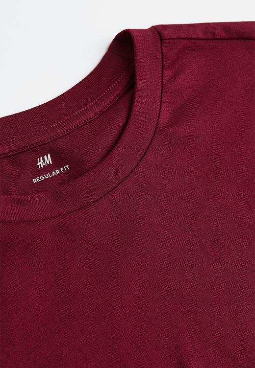 H&M - Regular fit round-neck T-shirt - burgundy