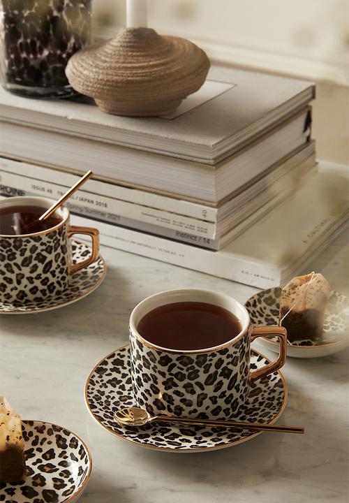 H&M - Small porcelain dish - white/leopard print