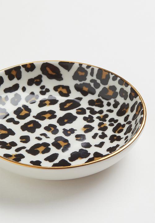 H&M - Small porcelain dish - white/leopard print