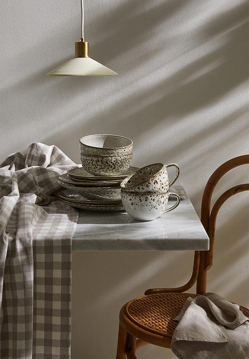 H&M - Deep stoneware plate - light beige/brown