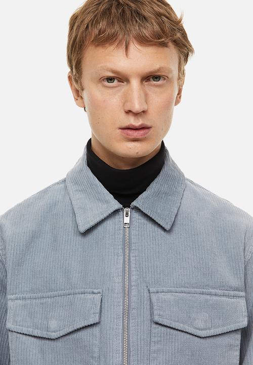 H&M - Corduroy overshirt - light blue-grey 